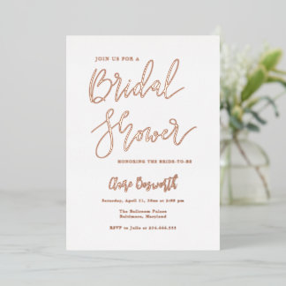 Modern Bridal Shower Script Elegant 箔招待状