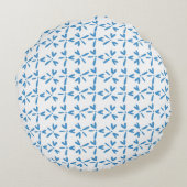 Modern Bright Blue Floral Pattern Round Pillow ラウンドクッション (裏面)