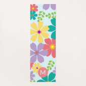 Modern Bright Cheerful Flower Pattern Monogrammed ヨガマット (裏面)
