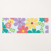 Modern Bright Cheerful Flower Pattern Monogrammed ヨガマット (正面(横))