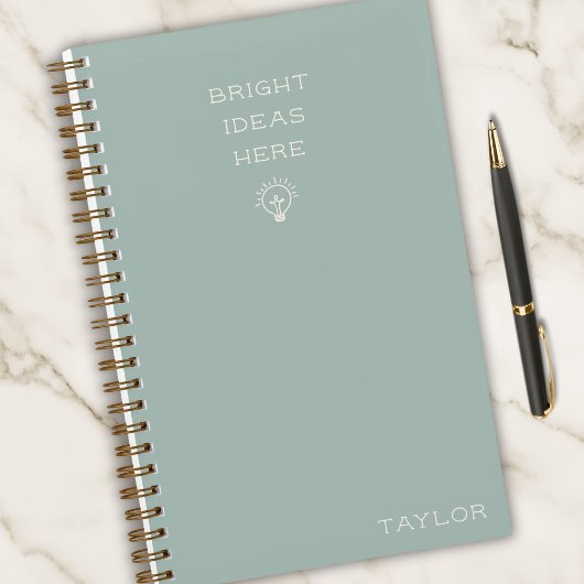 Modern Bright Ideas Personalized Name Sage ノートブック