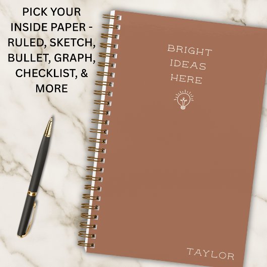 Modern Bright Ideas Personalized Name Terracotta ノートブック