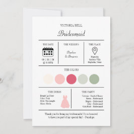 Modern Bright Pink Bridesmaid Information Card 招待状