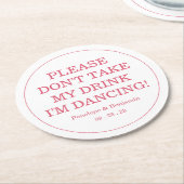 Modern Bright Pink Drink Cover Wedding ラウンドペーパーコースター (アングル)