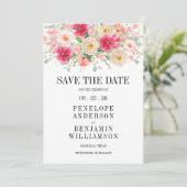Modern Bright Pink Floral Wedding Save The Date (スタンド正面)