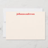Modern Bright Red Bold Striped Personalized Name  ノートカード (正面)