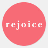 Modern Bright Red Rejoice Christmas Card Envelope ラウンドシール (正面)