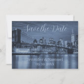 Modern Brooklyn Bridge NYC Navy Blue Cityscape (正面)