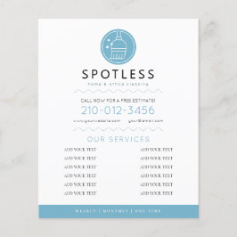 Modern Broom Logo Blue Cleaning Service チラシ