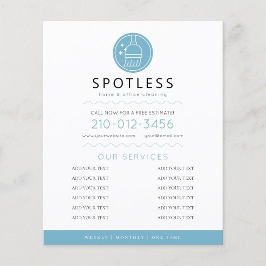 Modern Broom Logo Blue Cleaning Service チラシ (正面)