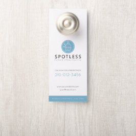 Modern Broom Logo Blue Cleaning Service ドアノブサイン