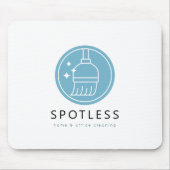 Modern Broom Logo Blue Cleaning Service マウスパッド (正面)