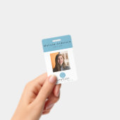 Modern Broom Logo Blue Cleaning Service ID Photo バッジ (Handheld)