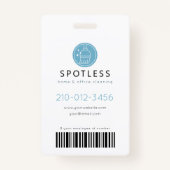 Modern Broom Logo Blue Cleaning Service ID Photo バッジ (裏面)