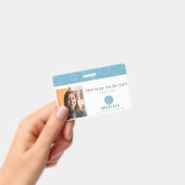 Modern Broom Logo Blue Cleaning Service ID Photo バッジ (Handheld)