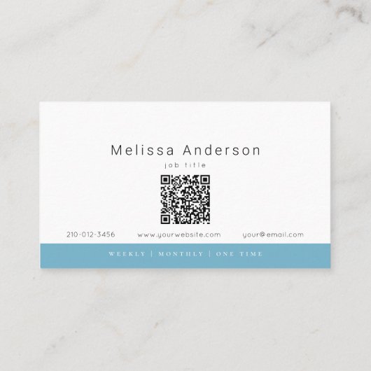 Modern Broom Logo QR Code Cleaning Service Maid 名刺 (裏面)