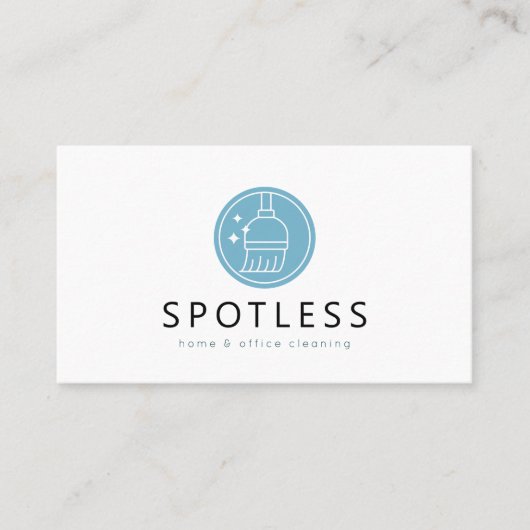 Modern Broom Logo QR Code Cleaning Service Maid 名刺 (正面)