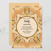 Modern Brown Abstract Geometric Pattern 招待状 (正面/裏面)