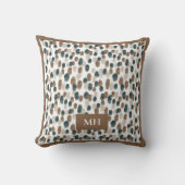Modern Brown and White Pattern Initials Monogram クッション (正面)