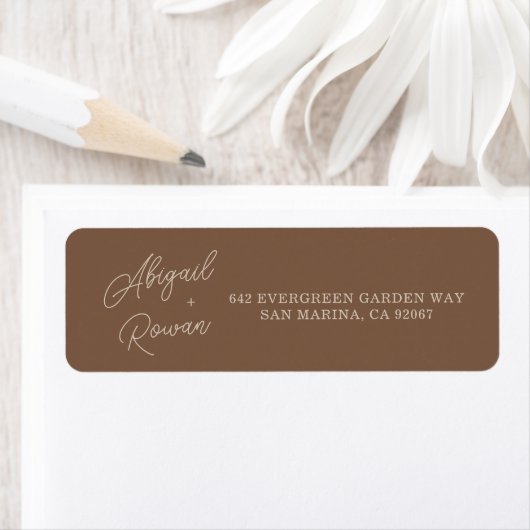 Modern Brown Beige Minimalist Wedding ラベル (インサイチュ)