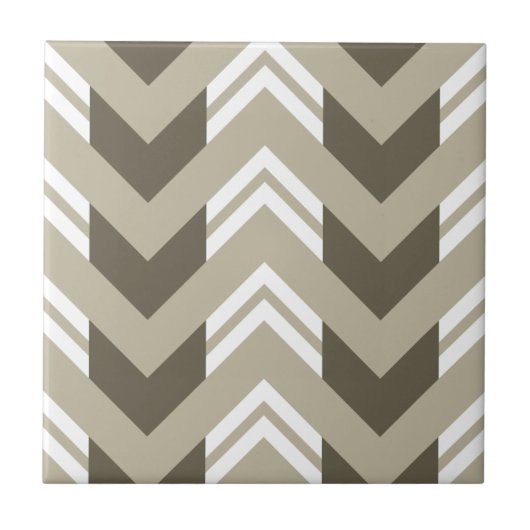 Modern Brown, Beige, White Chevron Pattern タイル (正面)
