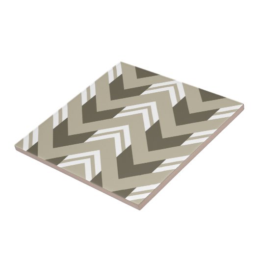 Modern Brown, Beige, White Chevron Pattern タイル (側面)