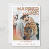 Modern Brown Calligraphy Married Little Christmas シーズンカード (正面)