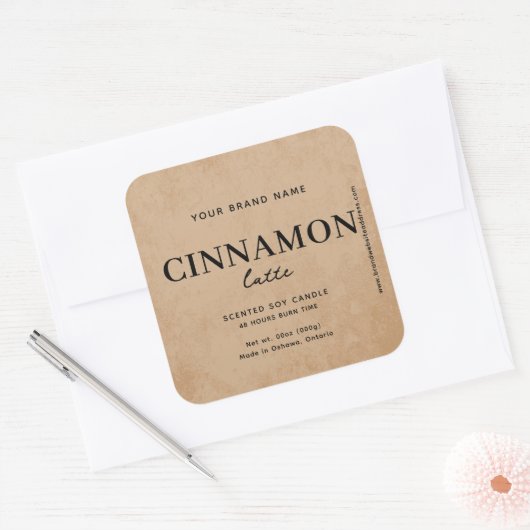 Modern Brown Coffee Rustic Label スクエアシール (封筒)
