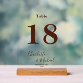Modern Brown Elegant Wedding Table Number アクリルサイン (ニュートラル)