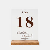 Modern Brown Elegant Wedding Table Number アクリルサイン (正面)