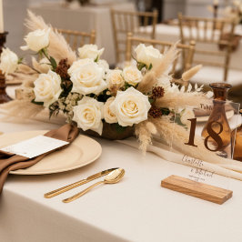 Modern Brown Elegant Wedding Table Number アクリルサイン