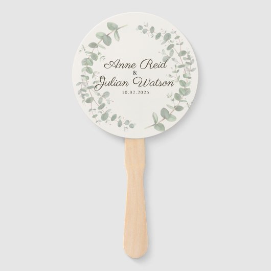 Modern Brown eucalyptus leaves Program Hand Fan ハンドファン (正面)
