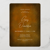 Modern Brown Leather Photo Retirement Party 箔招待状 (裏面)