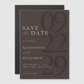 Modern Brown Minimalist Wedding マグネット招待状 (正面/裏面)