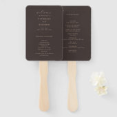 Modern Brown Minimalist Wedding Program ハンドファン (正面&裏面)