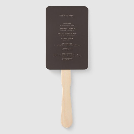 Modern Brown Minimalist Wedding Program ハンドファン (裏面)
