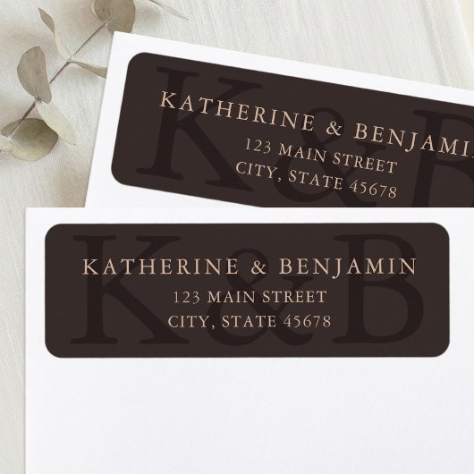 Modern Brown Minimalist Wedding Return Address ラベル
