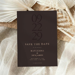 Modern Brown Minimalist Wedding Save The Date セーブザデート