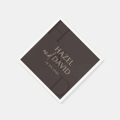 Modern Brown Monogram Minimalist Wedding スタンダードカクテルナプキン (角)