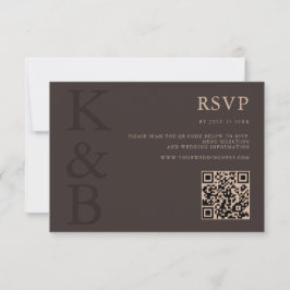 Modern Brown Monogram Minimalist Wedding 出欠カード