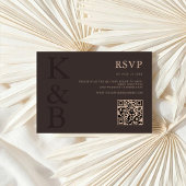 Modern Brown Monogram Minimalist Wedding 出欠カード