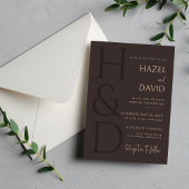 Modern Brown Monogram Minimalist Wedding 招待状
