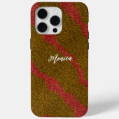 Modern  Brown &Pink Glitter Personalized Name Case-Mate iPhoneケース (裏面)