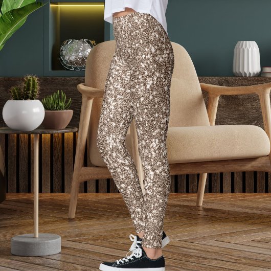 Modern Brown Tan Glitter Texture Seamless Pattern レギンス