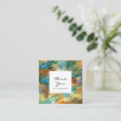 Modern Brown Watercolor Abstract QRCode Thank You スクエア名刺 (スタンド正面)