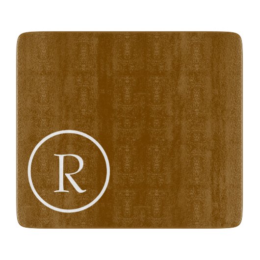 modern Brown  &White Monogram Cutting Board カッティングボード (正面)
