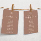 Modern Brown with White Script Seating Chart Card