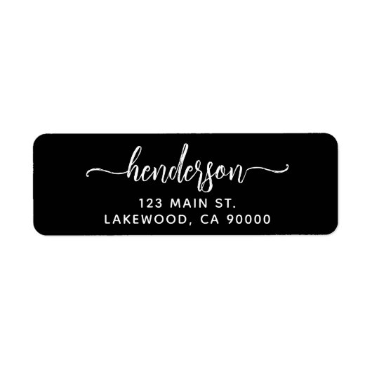 Modern Brush Handwritten Black Return Address ラベル (正面)