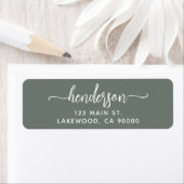 Modern Brush Handwritten Green Return Address ラベル (インサイチュ)