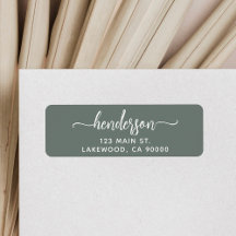 Modern Brush Handwritten Green Return Address